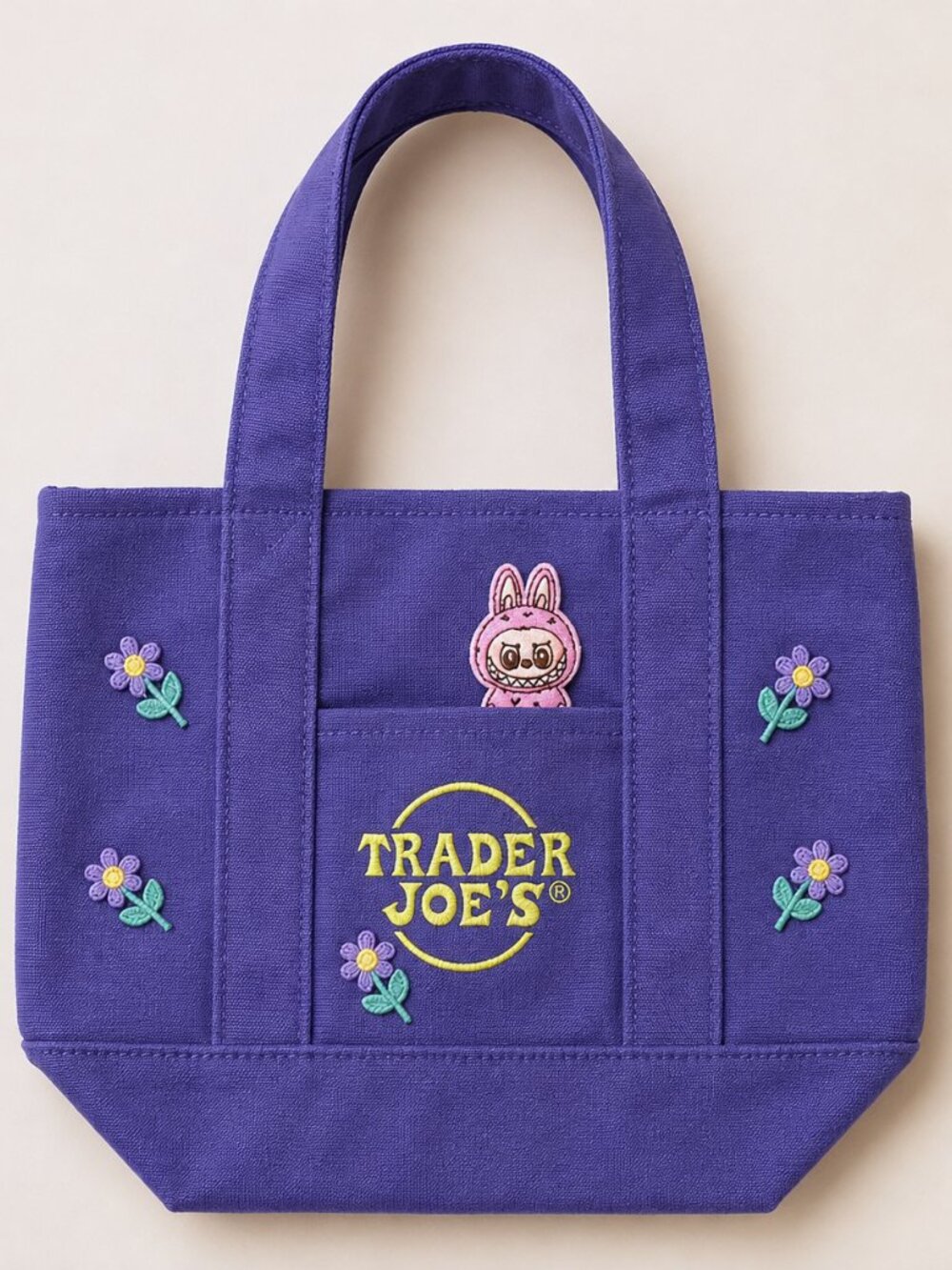 Trader Joe's Halloween Limited Edition Custom Mini Tote Bag Labubu Patch Tote